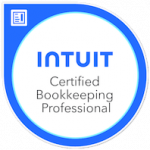 official badge from Intuit declaring business to be certified bookkeeping professional