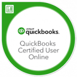 official badge from Intuit declaring business to be QuickBooks Certified User for Online software